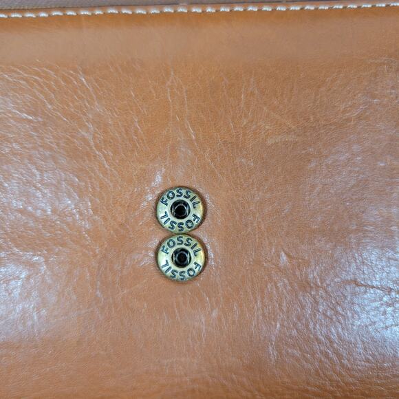 Fossil Leather Checkbook Wallet Womens 7" Brown Trifold Cash Card ID Slots - Picture 12 of 12